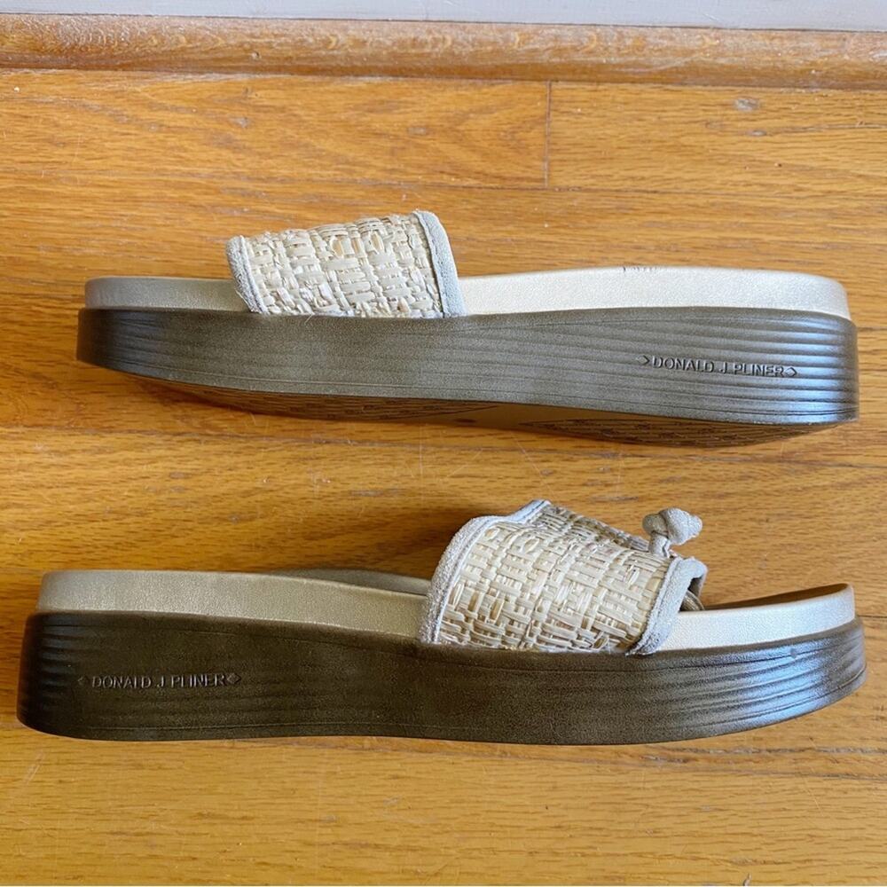 Donald Pliner | Farrah Platform Slide Sandals Raffia Open Toe Wedge Size 9.5 - Picture 5 of 9